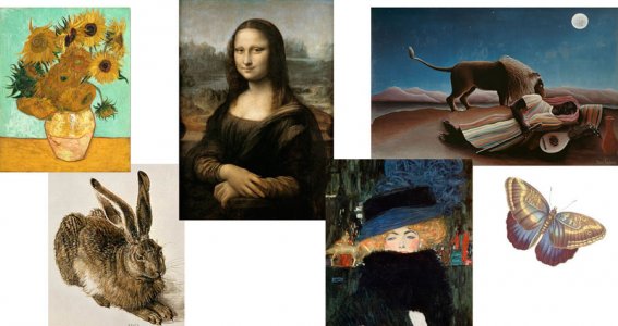 Eine Collage von mehreren bekannten Kunstwerken