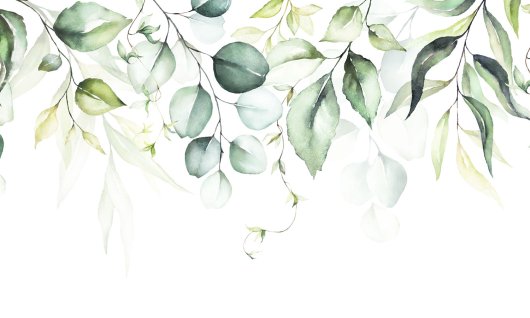 Aquarell Blätter in grün hängen runter