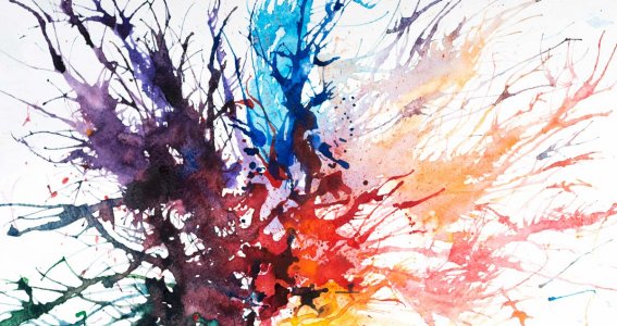 Gemälde mit einer Farbexplosion