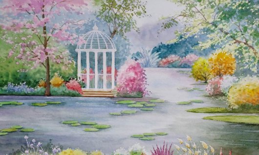 Landschaftsbild in Aquarellfarben