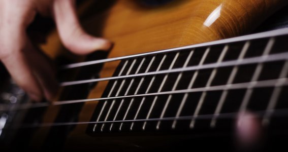 Person spielt auf einem Bass