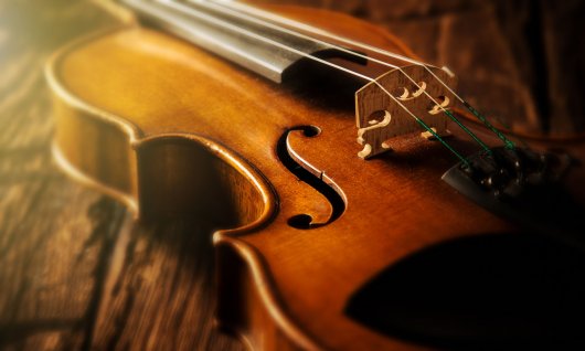 Fiddle liegt auf einem Holztisch