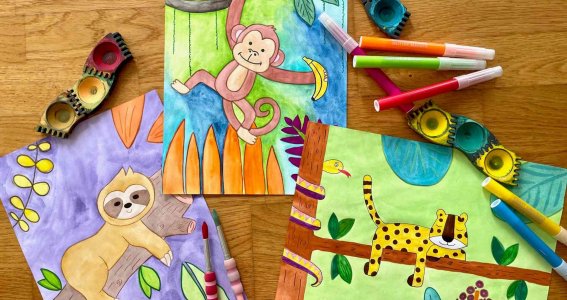 Online | Abenteuer Malerei - Dschungeltiere | Kinder 6-11 Jahre