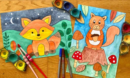 Online | Abenteuer Malerei - niedliche Waldtiere | Kinder 5-10 Jahre