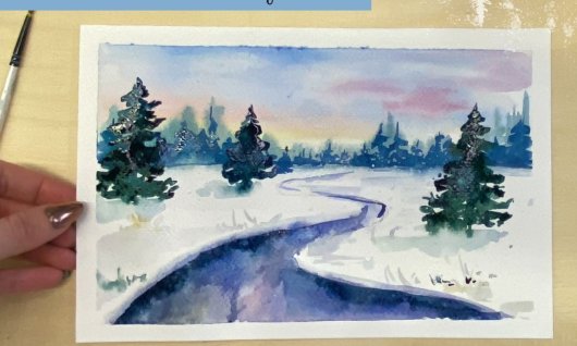 Malkurs: Frostige Flusslandschaft | Erwachsene | Online