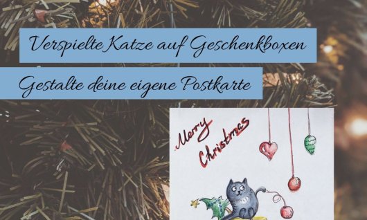 Malkurs: Verspielte Katze auf Geschenkboxen  | Erwachsene | Online