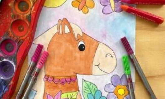 Malworkshop: Ponykopf mit Blumen & Glitzer | 5  - 12 Jahre | Oberbilk