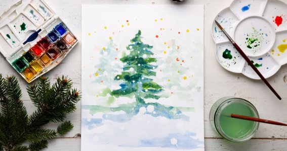 Aquarellmalerei: Christmas Cards  | Erwachsene | Altstadt-Lehel