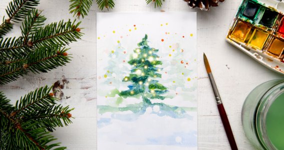 Aquarellmalerei: Christmas Cards  | Erwachsene | Altstadt-Lehel