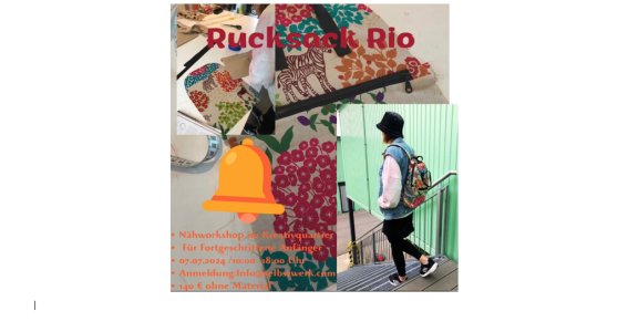 Nähkurs: Rucksack Rio  oder Rucksack Saly | 16  - 99 Jahre | Neuhausen-Nymphenburg